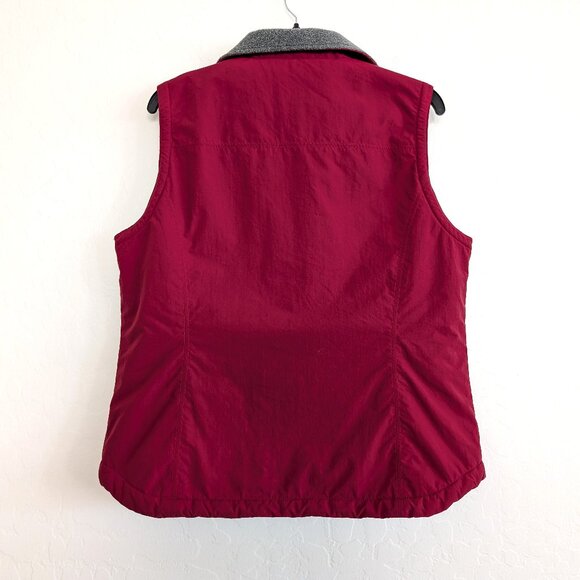 LL BEAN Vest‎ Women's M Red Nylon Fleece Lined Zip Outdoor Zip Pockets - Picture 5 of 11